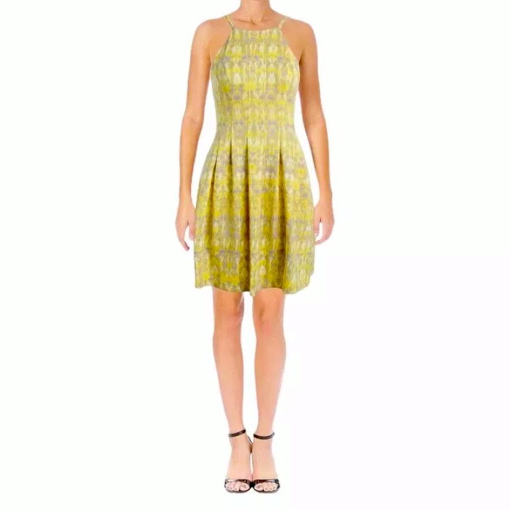 Size 8: NWT Calvin Klein Women’s Yellow Stretch Scuba Fit & Flare Dress